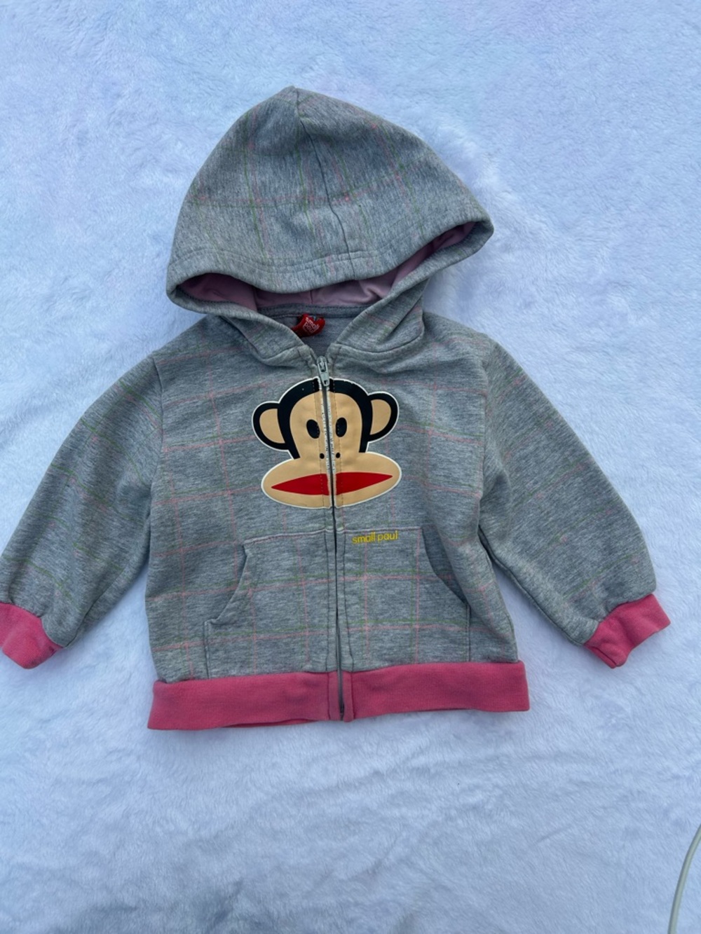 Paul Frank Kids' Gray Hoodie with Pink Trim vintage 12/18 months